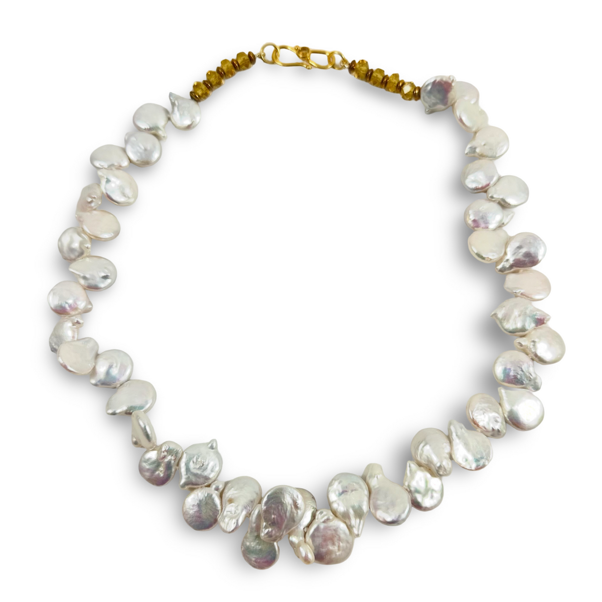 Keshi Pearl Necklace with Garnet, Citrine or Peridot