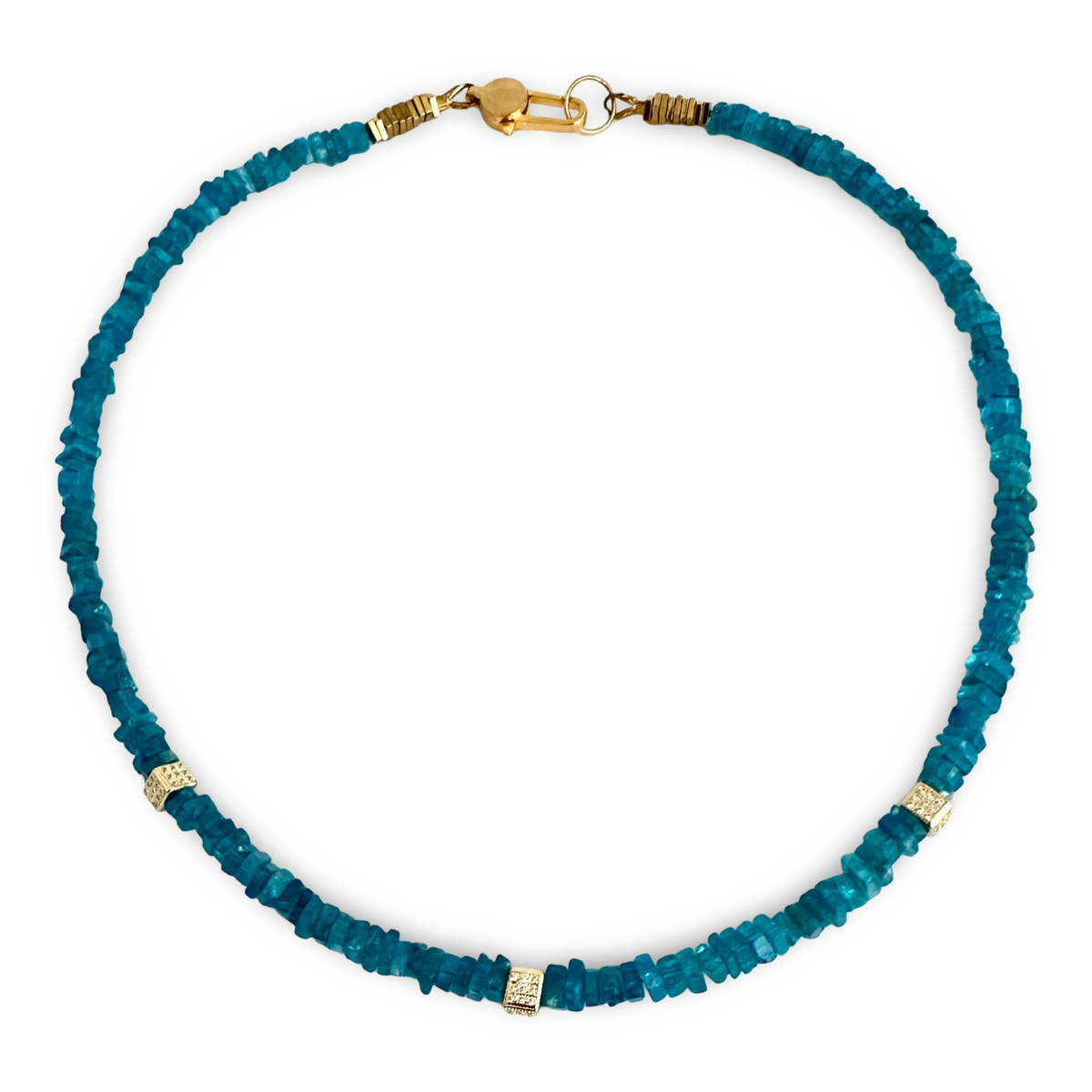 Blue Apatite Choker Necklace with Faceted Beads