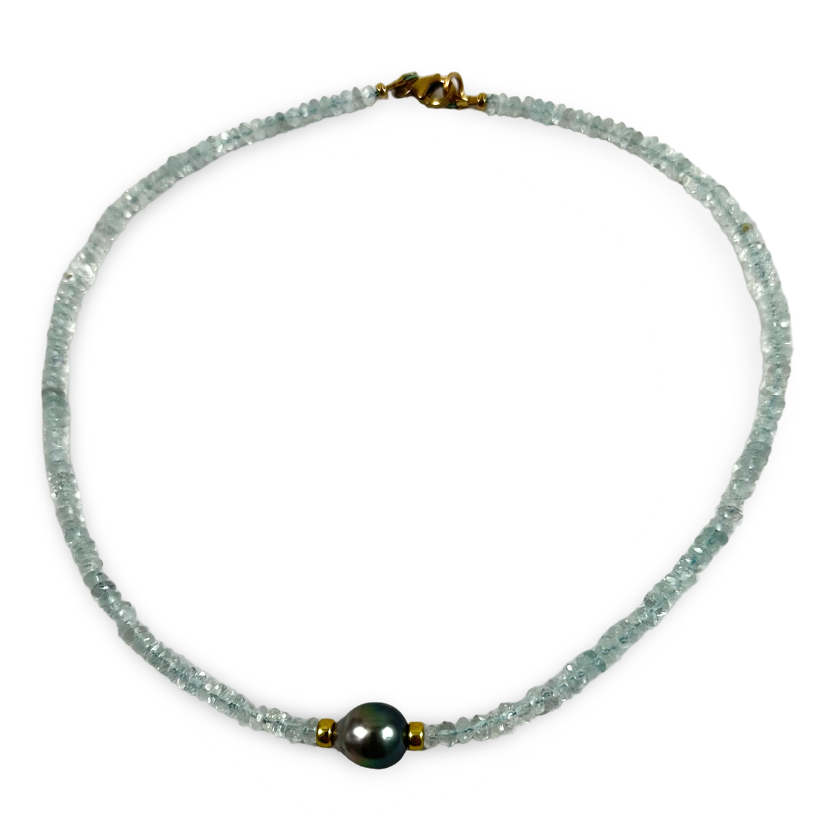 Aquamarine Tahitian Baroque Pearl Necklace | Choker Design