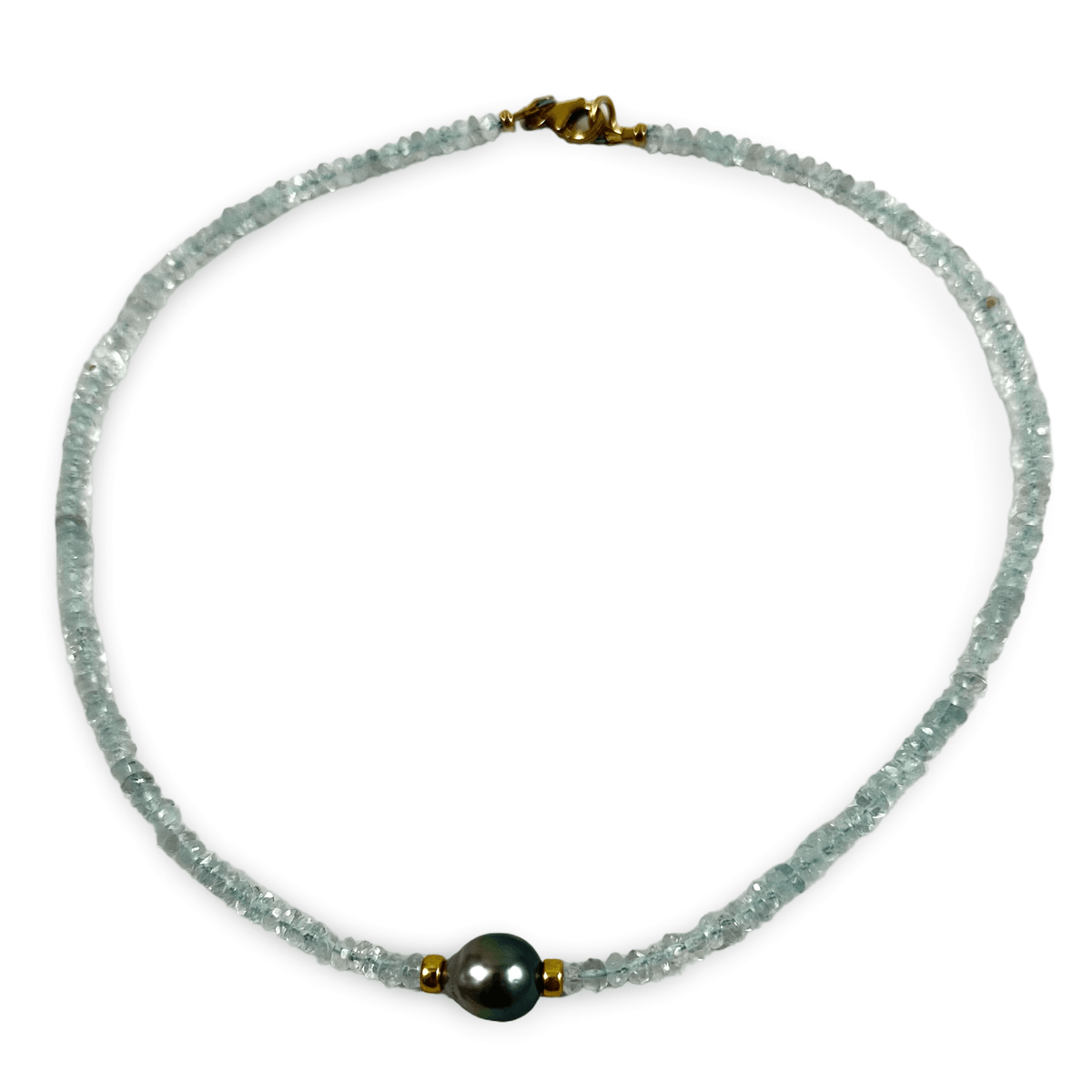 Aquamarine Tahitian Baroque Pearl Necklace | Choker Design
