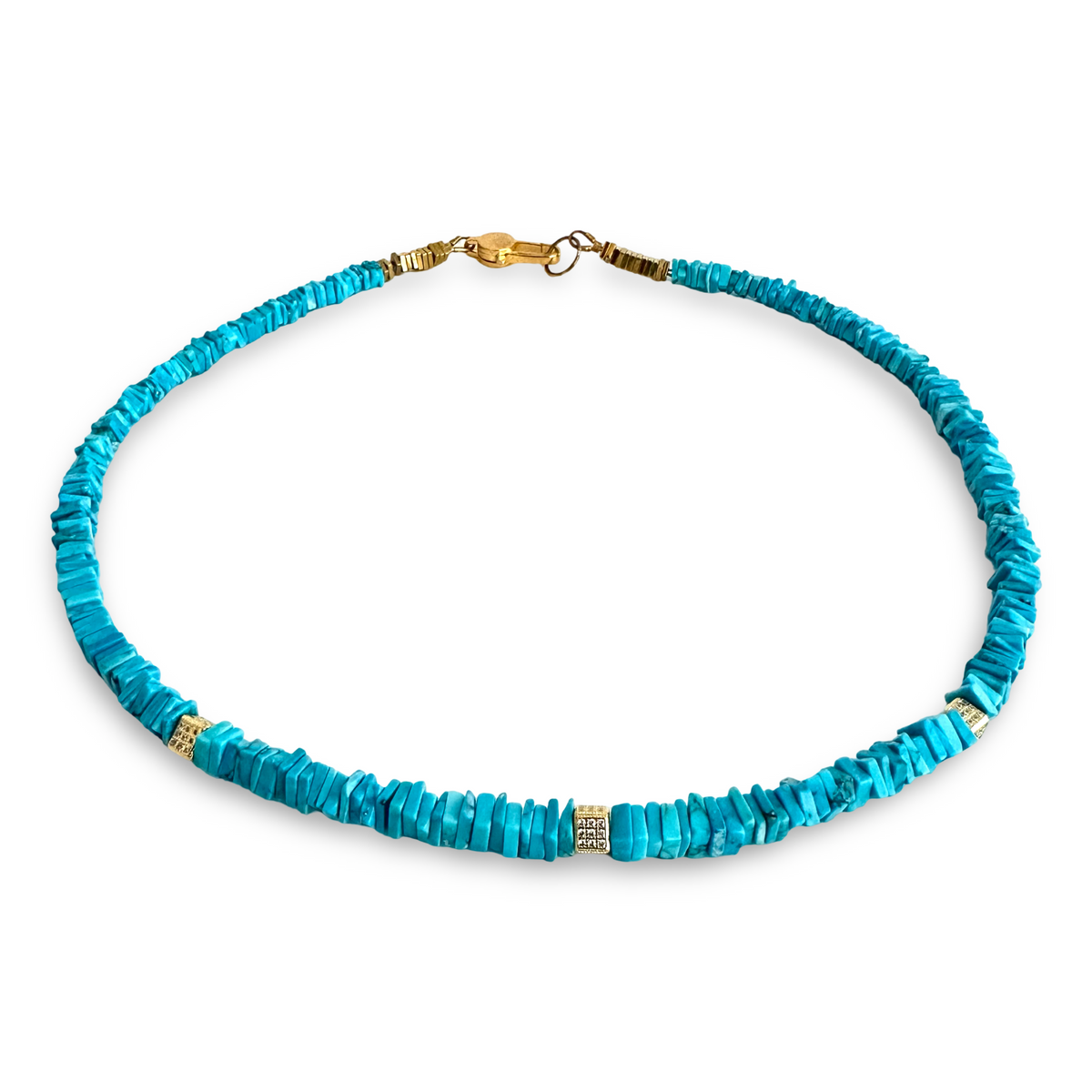 Turquoise Choker Necklace with Natural Turquoise Beads