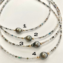 Load image into Gallery viewer, Natural Mix Stones Multi Color Necklace & Tahitian Pearl, 14K GF