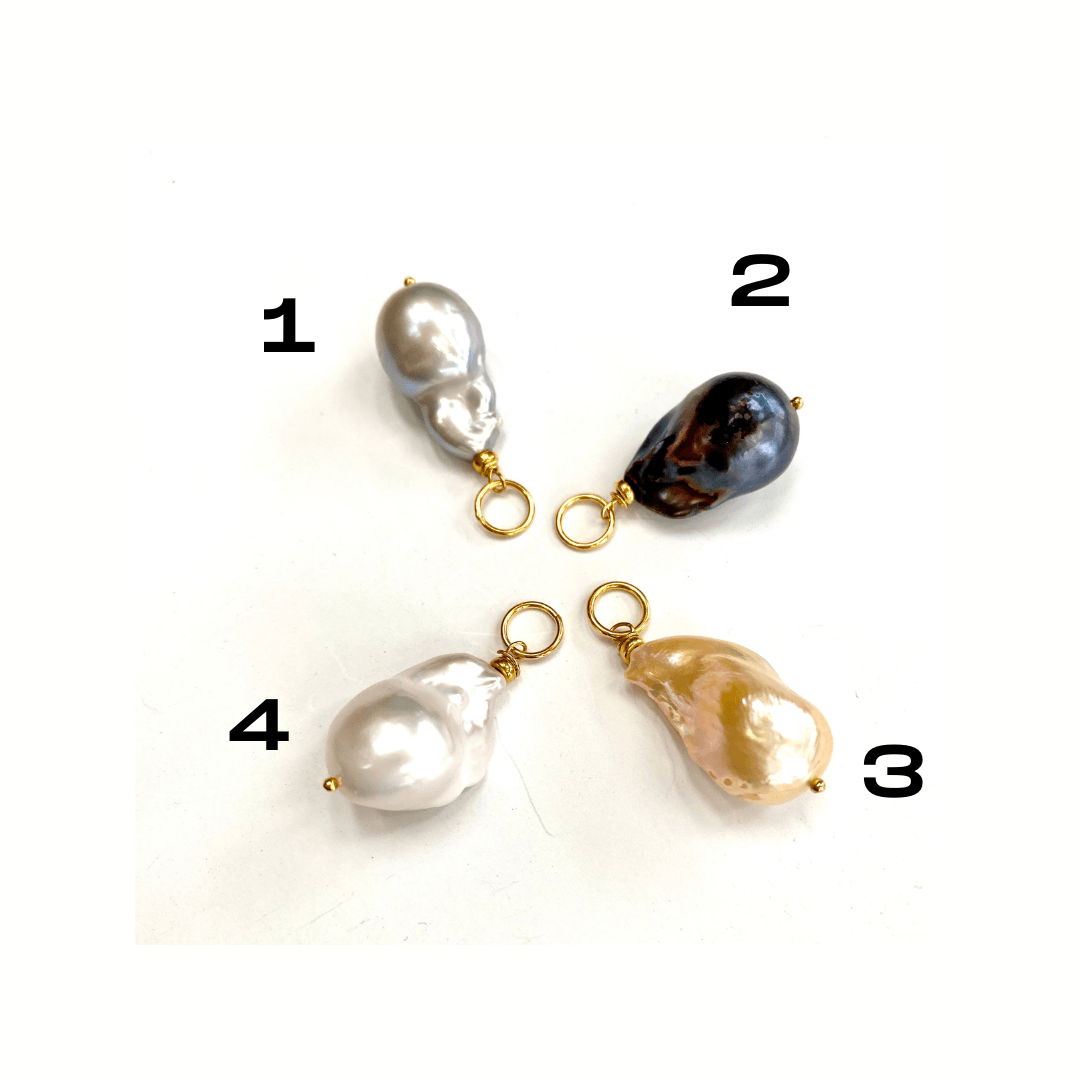 Lavender amethyst baroque pearl necklace options featuring four unique Baroque pearl pendants in various colors.