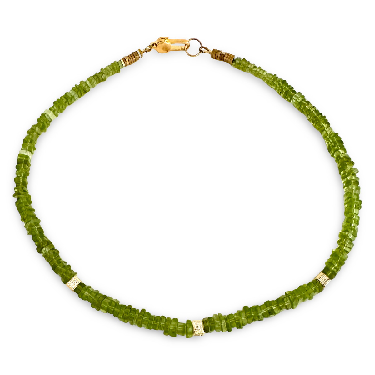 Peridot Choker Necklace with Natural Green Peridot Beads