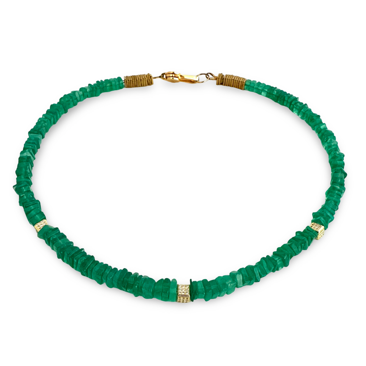 Green Onyx Choker Necklace in Gold | Handmade in Canada
