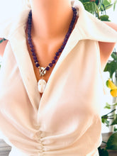 Load image into Gallery viewer, Amethyst Toggle Necklace with Baroque Pearl Pendant