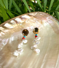 Load image into Gallery viewer, Baroque Keshi Pearl Earrings, Freshwater Pearl Gold Dangle Drop Earrings