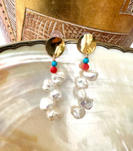 Load image into Gallery viewer, Baroque Keshi Pearl Earrings, Freshwater Pearl Gold Dangle Drop Earrings