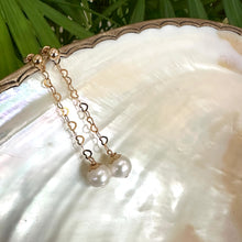 Load image into Gallery viewer, Pearls on Heart Chain Drop Earrings, 14k GF