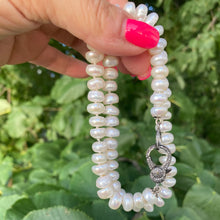 Load image into Gallery viewer, Button Pearls Candy Necklace, Diamonds Pave