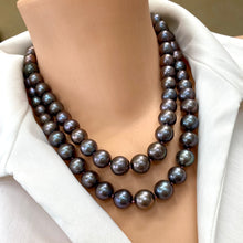 Load image into Gallery viewer, Chunky Black Pearls Necklace, Silver