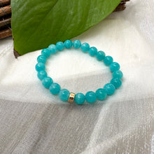 Load image into Gallery viewer, Blue Amazonite Stretchy Bracelet 6 or 8mm, 14K GF