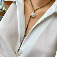 Load image into Gallery viewer, October Birthstone Necklace with Tourmaline and Baroque Pearls