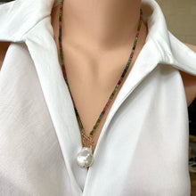 Load image into Gallery viewer, Chic 20-inch Multi Gemstone Necklace: Tourmaline and Baroque Pearl