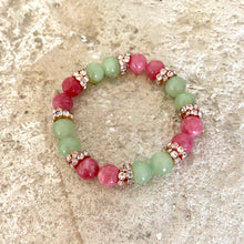 Load image into Gallery viewer, Colorful Jade with Sparkly Rhinestones Stretchy Bracelet