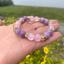 Load image into Gallery viewer, Colorful Jade with Sparkly Rhinestones Stretchy Bracelet