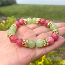 Load image into Gallery viewer, Colorful Jade with Sparkly Rhinestones Stretchy Bracelet