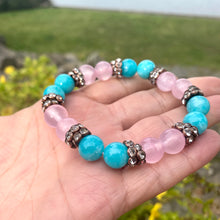 Load image into Gallery viewer, Colorful Jade with Sparkly Rhinestones Stretchy Bracelet