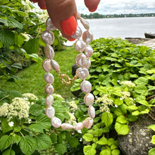 Load image into Gallery viewer, White Coin Pearl Necklace & Gold Marine Clasp