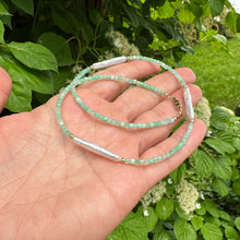 Load image into Gallery viewer, Green Chrysoprase Choker Necklace & White Bar Pearls, 14K GF