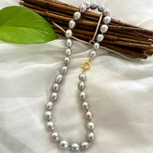Load image into Gallery viewer, Classy Grey Pearl Necklace & Gold Marine Clasp