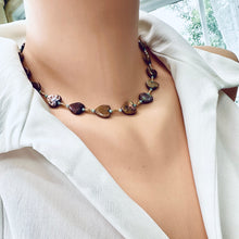 Load image into Gallery viewer, Heart-Shaped Bronze Pearl Choker & Amazonite Necklace