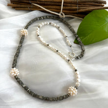 Load image into Gallery viewer, Asymmetric Pyrite & Pearl Necklace