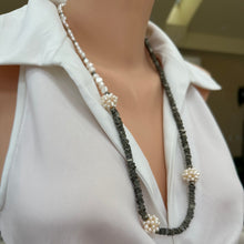 Load image into Gallery viewer, Asymmetric Pyrite & Pearl Necklace