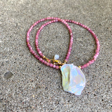 Load image into Gallery viewer, Pink Tourmaline Necklace with Keshi pearl and Gold Filled Components