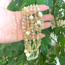 Load image into Gallery viewer, Golden Citrine & Freshwater Pearls very long Necklace, 61 'inches, Gold Plated