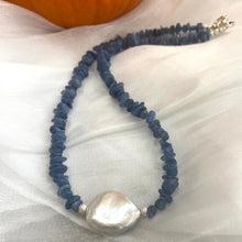Load image into Gallery viewer, Blue Kyanite & Baroque Pearl Necklace, Silver