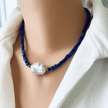 Carica l'immagine nel visualizzatore di Gallery, Delicate Lapis Lazuli  Necklace & White Baroque Pearl