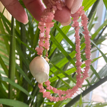 Load image into Gallery viewer, Soft and Feminine Pink Rhodochrosite Necklace with one Large Baroque Pearl in the Middle
