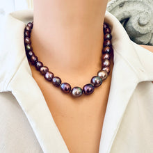 Load image into Gallery viewer, Purple Edison Baroque Pearl Necklace, Gold Marine Clasp
