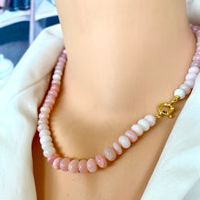 Load image into Gallery viewer, Shaded Pink Opal Candy Necklace, 18.5"inches, Gold Vermeil Plated Sterling Silver Marine Closure