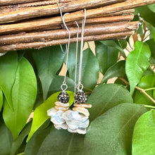 Load image into Gallery viewer, Gray & Peachy Petal Pearl Threaders, Silver