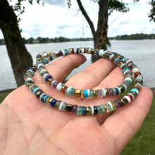 Carica l'immagine nel visualizzatore di Gallery, Mixed Gemstone Tire Beads & Gold Hematite Necklace