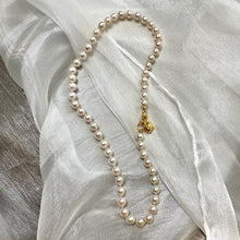 Load image into Gallery viewer, Classic White Pearl Necklace & Gold Heart Charm