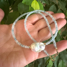 Load image into Gallery viewer, Aquamarine & Baroque Pearl Necklace, 14K GF