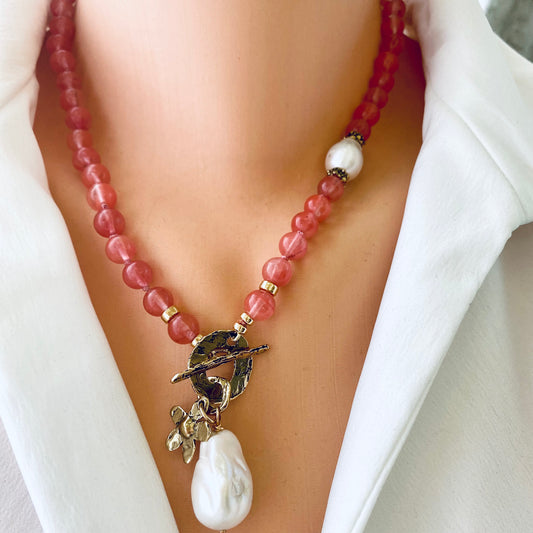 LIVE #4 - Cherry Quartz & Baroque Pearls Necklace