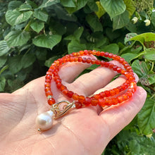 Load image into Gallery viewer, Carnelian Toggle Necklace & Baroque Pearl Charm