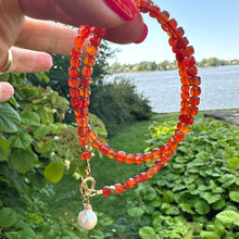 Load image into Gallery viewer, Carnelian Toggle Necklace & Baroque Pearl Charm