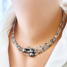 Load image into Gallery viewer, Natural Mix Stones Multi Color Necklace & Tahitian Pearl, 14K GF
