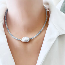 Load image into Gallery viewer, Aquamarine & Baroque Pearl Necklace, 14K GF