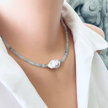 Load image into Gallery viewer, Aquamarine & Baroque Pearl Necklace, 14K GF