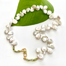 Load image into Gallery viewer, Keshi Pearls with Garnet, Citrine or Peridot Necklace