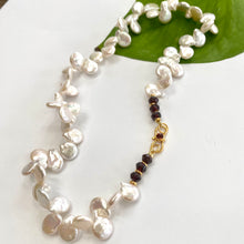 Load image into Gallery viewer, Keshi Pearls with Garnet, Citrine or Peridot Necklace