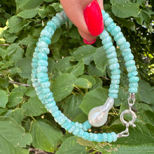 Load image into Gallery viewer, Amazonite & White Baroque Pearl Necklace
