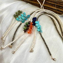 Load image into Gallery viewer, Double Wrap Pearl Bracelet & Lapis Lazuli, 14K GF