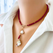 Carica l'immagine nel visualizzatore di Gallery, Red Coral Necklace with a tiny seashell & Pearl Pendant